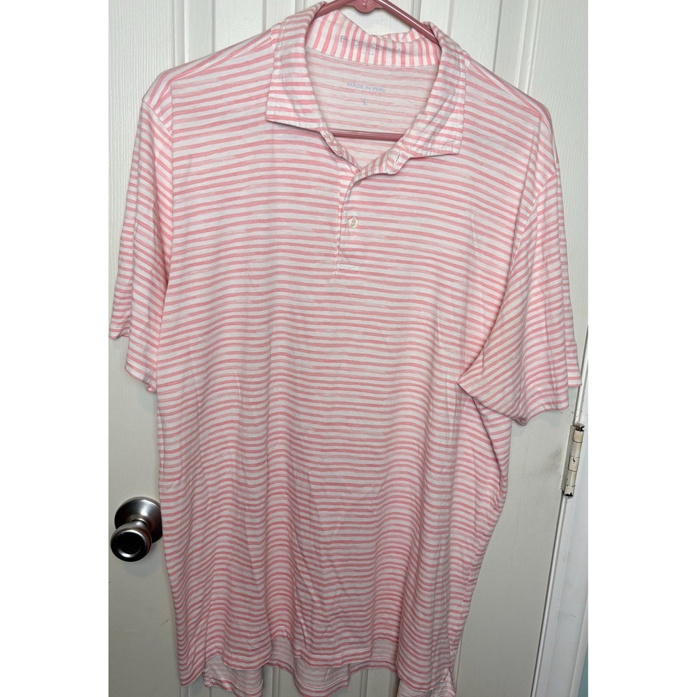 B DRADDY SPORT Pinehurst Logo Polo Shirt Pink Striped Golf L Putterboy